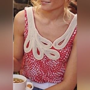 Anthropologie Red and Cream Tank Top
